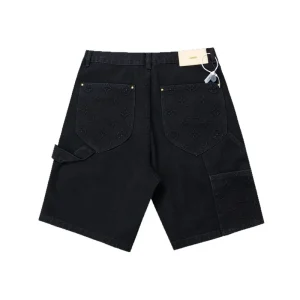 Vintage washed workwear denim shorts